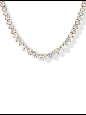 14K Gold Plated Graduated Tennis Necklace 16" AAAAA CZ Necklace for Women